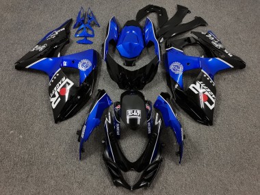 Black and Blue with Custom Logos Suzuki GSXR 1000 Fairings 2009-2016