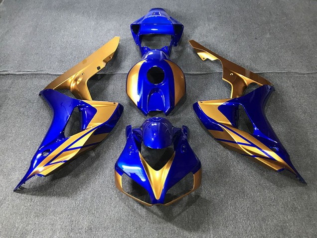 Blue and Gold Honda CBR1000RR Fairings 2006-2007