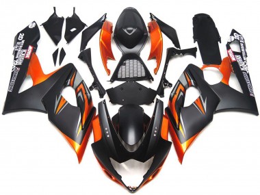 Custom Matte and Gloss Black and Orange Suzuki GSXR 1000 Fairings 2005-2006