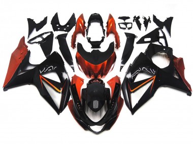 Custom Orange and Black with Silver inlay Suzuki GSXR 1000 Fairings 2009-2016