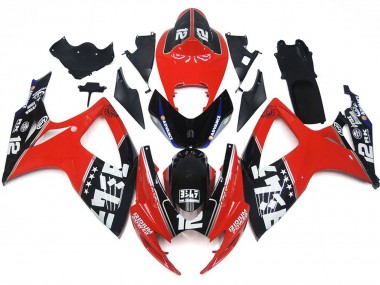 Custom Red and Black logos Suzuki GSXR 600-750 Fairings 2006-2007