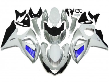 Custom Silver and White with Black Suzuki GSXR 1000 Fairings 2009-2016