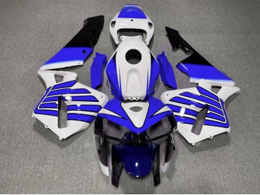 Dark Blue and White Wings Honda CBR600RR Fairings 2005-2006