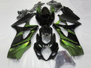 Electric Green and Gloss Black Suzuki GSXR 1000 Fairings 2007-2008