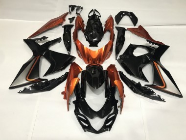 Gloss Black and Shiny Orange Suzuki GSXR 1000 Fairings 2009-2016