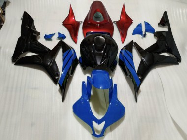 Gloss Black & Blue and Red Accents Honda CBR600RR Fairings 2007-2008