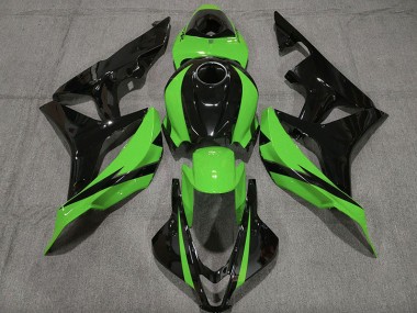 Gloss Black & Green Honda CBR600RR Fairings 2007-2008