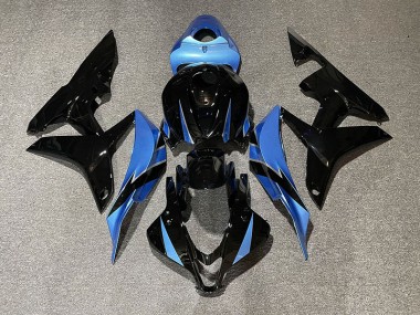 Gloss Black & Light Blue Honda CBR600RR Fairings 2007-2008