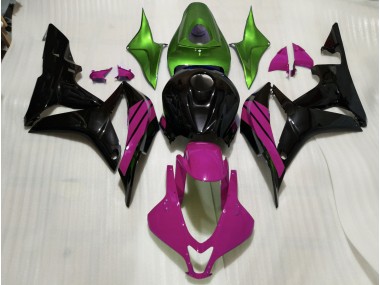 Gloss Black & Pink and Green Accents Honda CBR600RR Fairings 2007-2008