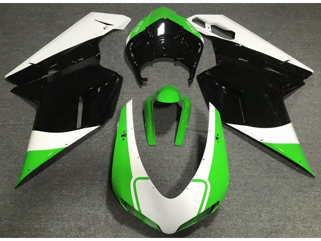 Gloss Green White and Black Ducati 848 1098 1198 Fairings 2007-2012