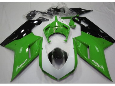 Gloss Green & White Ducati 848 1098 1198 Fairings 2007-2012