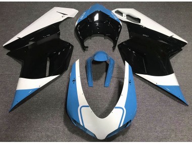 Gloss Light Blue White and Black Ducati 848 1098 1198 Fairings 2007-2012