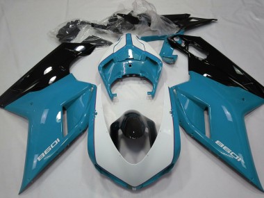 Gloss Light Blue & White Ducati 848 1098 1198 Fairings 2007-2012