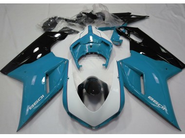 Gloss Light Blue & White Ducati 848 1098 1198 Fairings 2007-2012