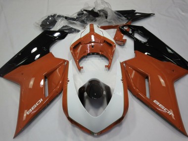 Gloss Orange & White Ducati 848 1098 1198 Fairings 2007-2012