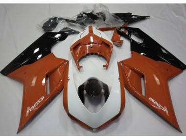 Gloss Orange & White Ducati 848 1098 1198 Fairings 2007-2012