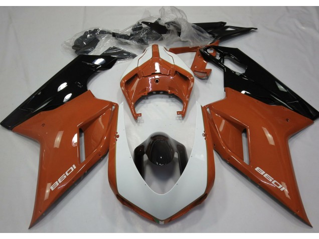 Gloss Orange & White Ducati 848 1098 1198 Fairings 2007-2012