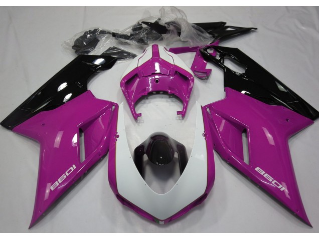 Gloss Pink & White Ducati 848 1098 1198 Fairings 2007-2012