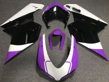 Gloss Purple White and Black Ducati 848 1098 1198 Fairings 2007-2012