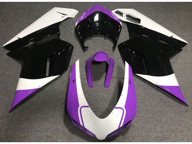 Gloss Purple White and Black Ducati 848 1098 1198 Fairings 2007-2012