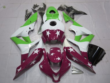 Green and Maroon Stars and Stripes Honda CBR600RR Fairings 2007-2008