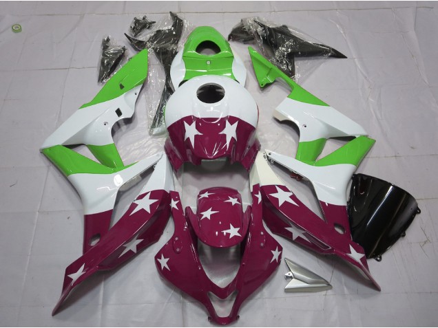 Green and Maroon Stars and Stripes Honda CBR600RR Fairings 2007-2008