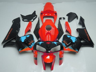 Light Blue Splatter on Red Honda CBR600RR Fairings 2005-2006