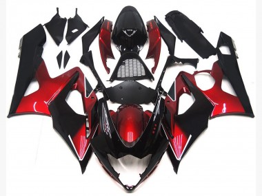 Maroon red and Gloss Black Suzuki GSXR 1000 Fairings 2005-2006