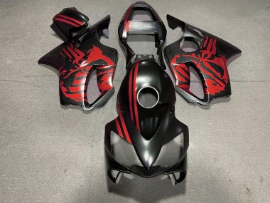 Matte Black & Red Skull Honda CBR600 F4i Fairings 2001-2003