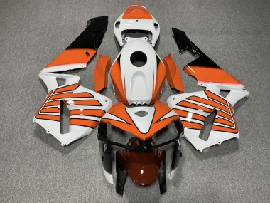 Orange and White Wings Honda CBR600RR Fairings 2005-2006