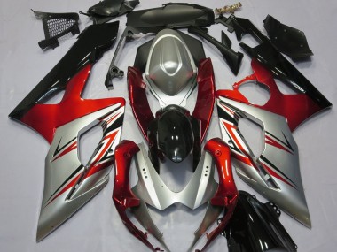 Red and Silver Suzuki GSXR 1000 Fairings 2005-2006