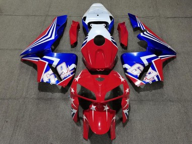 Red White and Blue 69 Honda CBR600RR Fairings 2005-2006