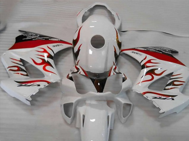 White Red Flame Honda VFR800 Fairings 2002-2012