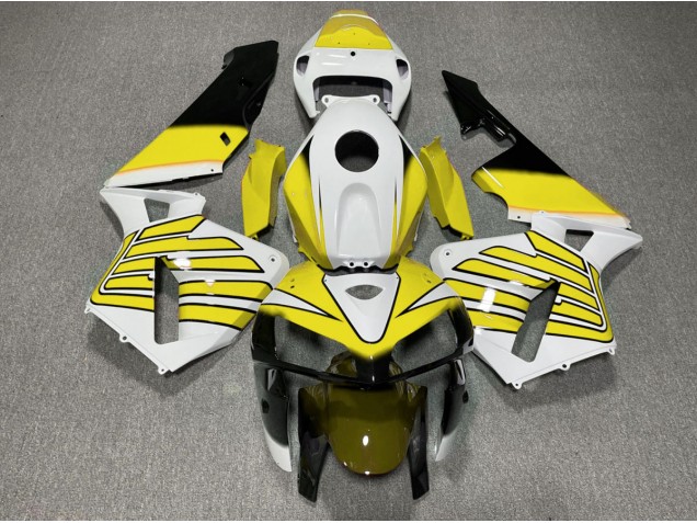 Yellow and White Wings Honda CBR600RR Fairings 2005-2006